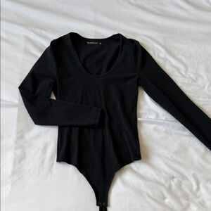 Abercrombie & Fitch Black Scoop Neck Long Sleeve Bodysuit